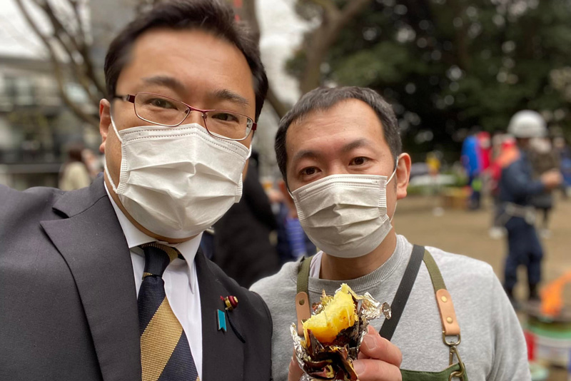 山手公園にて焼き芋大会・消防団フェスティバル開催