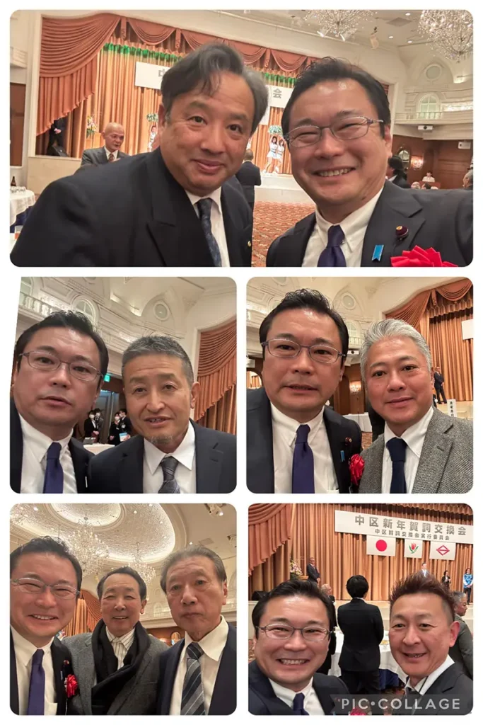 横浜市役所前で一斉放水